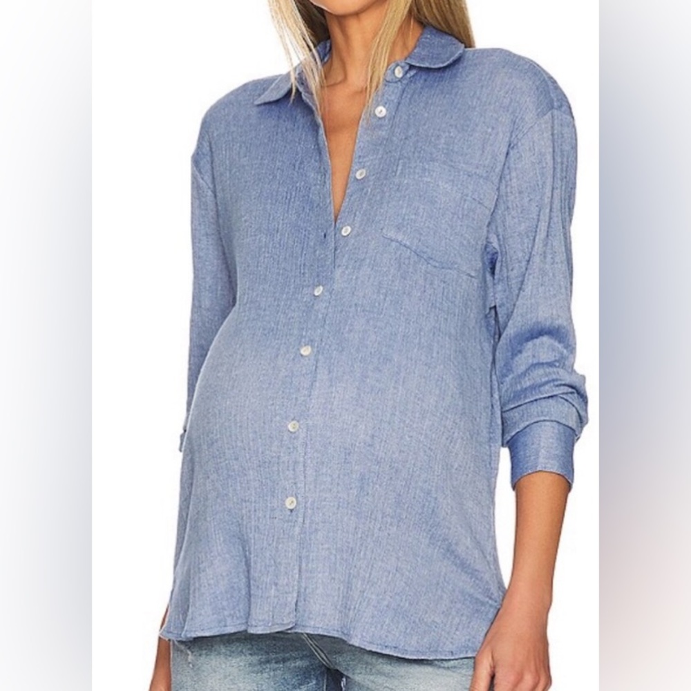 Hatch Blue Button-Up Blouse